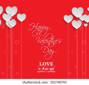 Valentines Day Heart Flowers on Red Background