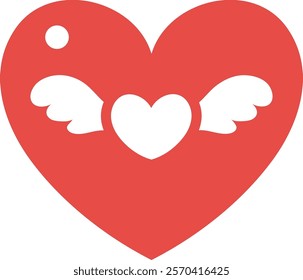 Valentine's Day heart gift tag. Red heart vector illustration