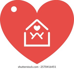 Valentine's Day heart gift tag. Red heart vector illustration
