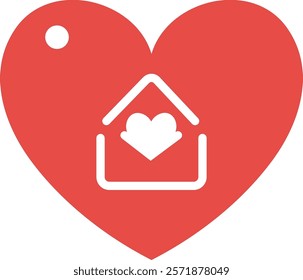 Valentine's Day heart gift tag. Red heart vector illustration