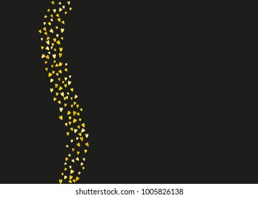 Valentines day heart with gold glitter sparkles. February 14th day. Vector confetti for valentines day heart template. Grunge hand drawn texture. Love theme for voucher, special business ad, banner.
