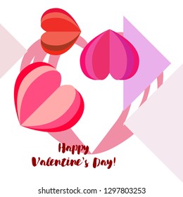 Valentine's Day heart greeting card, vector background