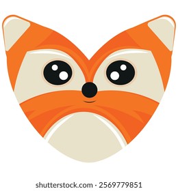 valentine's day heart icon with animal image of an orange fox in a heart shape for children's textile or packaging