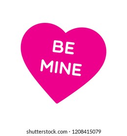 Valentines day. Heart icon with text be mine. Vector illustration