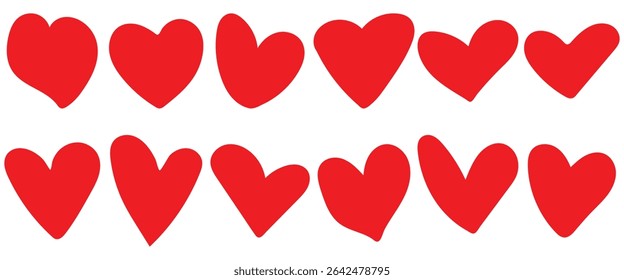Valentine's Day, Heart Icons, Collection, Red, Love, Vector Set