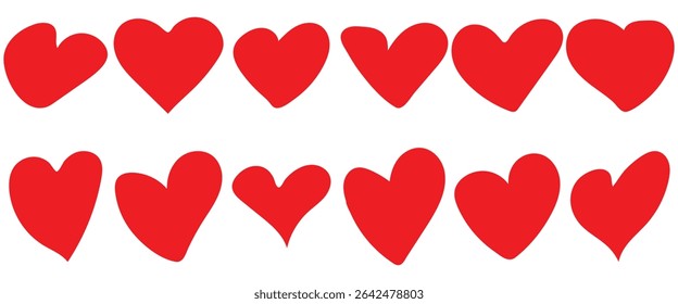 Valentine's Day, Heart Icons, Collection, Red, Love, Vector Set