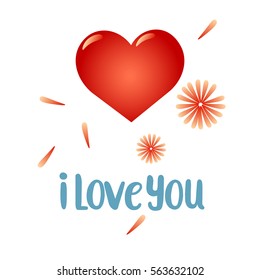 Valentine's day heart with the inscription, vector illustration on white background.