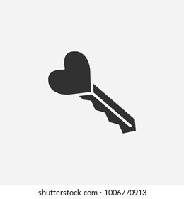 Valentines day heart key icon illustration isolated vector sign symbol