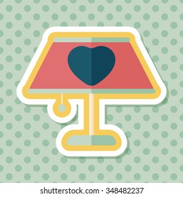 Valentine's Day heart lamp flat icon with long shadow,eps10