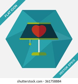 Valentine's Day heart lamp flat icon with long shadow,eps10