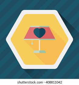 Valentine's Day heart lamp flat icon with long shadow,eps10