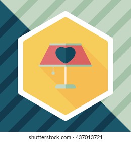 Valentine's Day heart lamp flat icon with long shadow,eps10