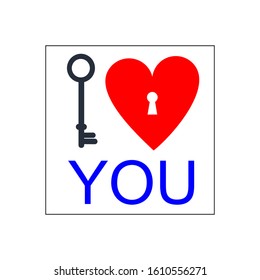Valentines Day Heart Lock And Key Red Flat Icon