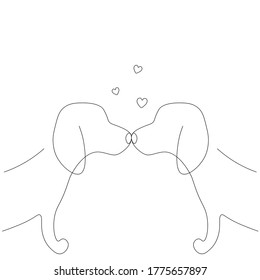 Valentines day heart love background with beagle, vector illustration