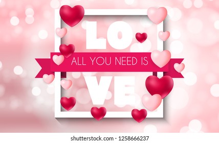 Valentine's Day Heart  Love and Feelings Background Design. Vector illustration EPS10