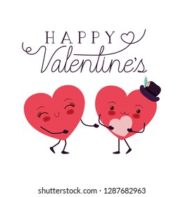 valentines day with heart love kawaii character