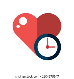 valentines day heart love with watch vector illustration design