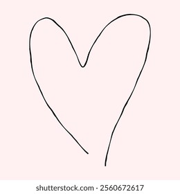 Valentine's Day heart made with a dry, rough-textured brush. Pink, uneven strokes resemble a coarse, bristly brush. Expressive card or banner design.