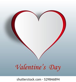  Valentine's Day heart on a gradient background. Cut out the paper. Greeting inscription on the card. Vector illustration