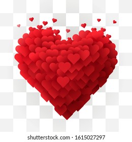 Valentines Day heart on transparent background. Happy valentines day. Vector illustration.