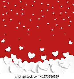 valentine's day with heart paper cut red background.