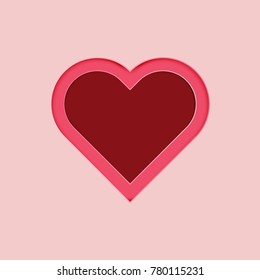 Valentine's Day with heart  paper cut background. Decorative red heart love.
