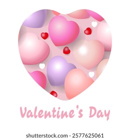 Valentine's Day. Heart with a pattern of delicate hearts on a white background.