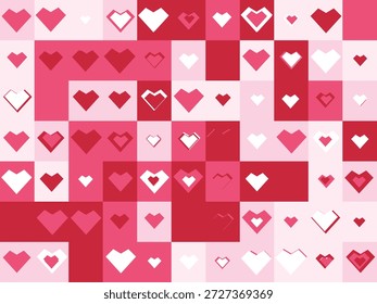 Valentine's day heart pattern with pink and red colors Keywords heart, hearts, pattern