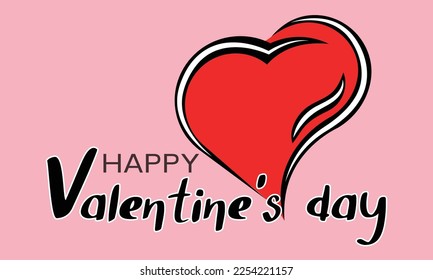 ็Happy Valentine's Day with heart pattern and typography of happy valentine's day text on the Pink Background. Vector illustration. print, posters, brochure, banners, Wallpaper.