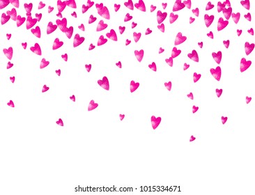 Valentines day heart with pink glitter sparkles. February 14th day. Vector confetti for valentines day heart template. Grunge hand drawn texture. Love theme for party invite, retail offer and ad.