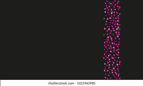 Valentines day heart with pink glitter sparkles. February 14th day. Vector confetti for valentines day heart template. Grunge hand drawn texture. Love theme for poster, gift certificate, banner.