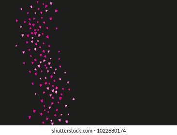 Valentines day heart with pink glitter sparkles. February 14th day. Vector confetti for valentines day heart template. Grunge hand drawn texture. Love theme for gift coupons, vouchers, ads, events.