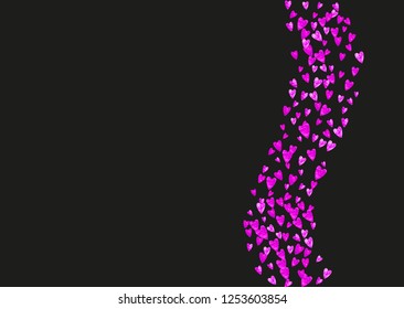 Valentines day heart with pink glitter sparkles. February 14th day. Vector confetti for valentines day heart template. Grunge hand drawn texture. Love theme for flyer, special business offer, promo.