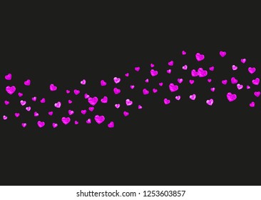 Valentines day heart with pink glitter sparkles. February 14th day. Vector confetti for valentines day heart template. Grunge hand drawn texture. Love theme for party invite, retail offer and ad.