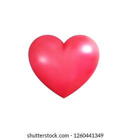 Valentine's Day heart. Realistic 3d heart for Valentine's Day. Shiny pink heart.