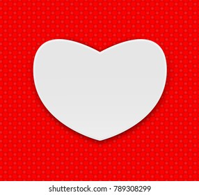 Valentines day heart realistic vector illustrations. hearts on red background. White paper cut love heart for Valentine's day or any other Love invitation cards