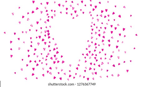 Valentines day heart with red glitter sparkles. February 14th day. Vector confetti for valentines day heart template. Grunge hand drawn texture. Love theme for poster, gift certificate, banner.