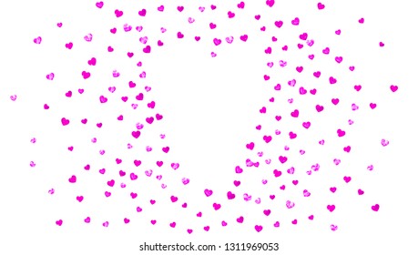 Valentines day heart with red glitter sparkles. February 14th day. Vector confetti for valentines day heart template. Grunge hand drawn texture. Love theme for special business offer, banner, flyer.