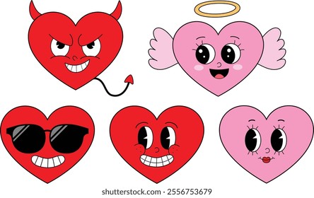 Valentine's Day Heart Retro Emoji.	