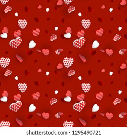 Valentines day heart seamless pattern. Valentines Day background for festive decor, wrapping paper, print, textile, fabric, wallpaper