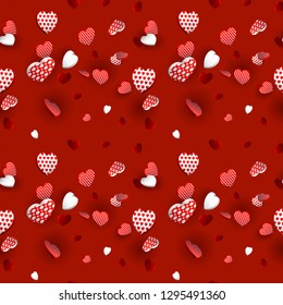Valentines day heart seamless pattern. Valentines Day background for festive decor, wrapping paper, print, textile, fabric, wallpaper