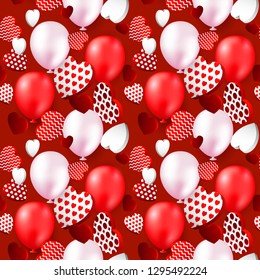 Valentines day heart seamless pattern. Valentines Day background for festive decor, wrapping paper, print, textile, fabric, wallpaper