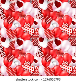 Valentines day heart seamless pattern. Valentines Day background for festive decor, wrapping paper, print, textile, fabric, wallpaper
