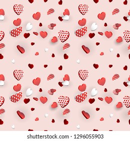 Valentines day heart seamless pattern. Valentines Day background for festive decor, wrapping paper, print, textile, fabric, wallpaper