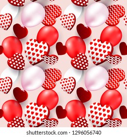 Valentines day heart seamless pattern. Valentines Day background for festive decor, wrapping paper, print, textile, fabric, wallpaper