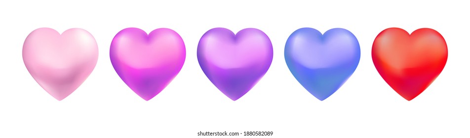 Valentines Day heart set isolated on white background. Vector.