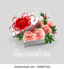 Valentine's Day heart shape box. Vector illustration