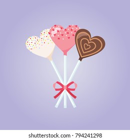Valentine's day heart shape cake pops vector illustration