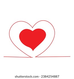 Valentines day heart shape Continuous one line vector art and love shape art drawing