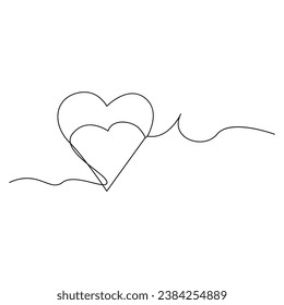 Valentines day heart shape Continuous one line vector art and love shape art drawing